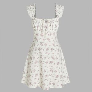 Cider Cream and Purple Floral Mini Dress